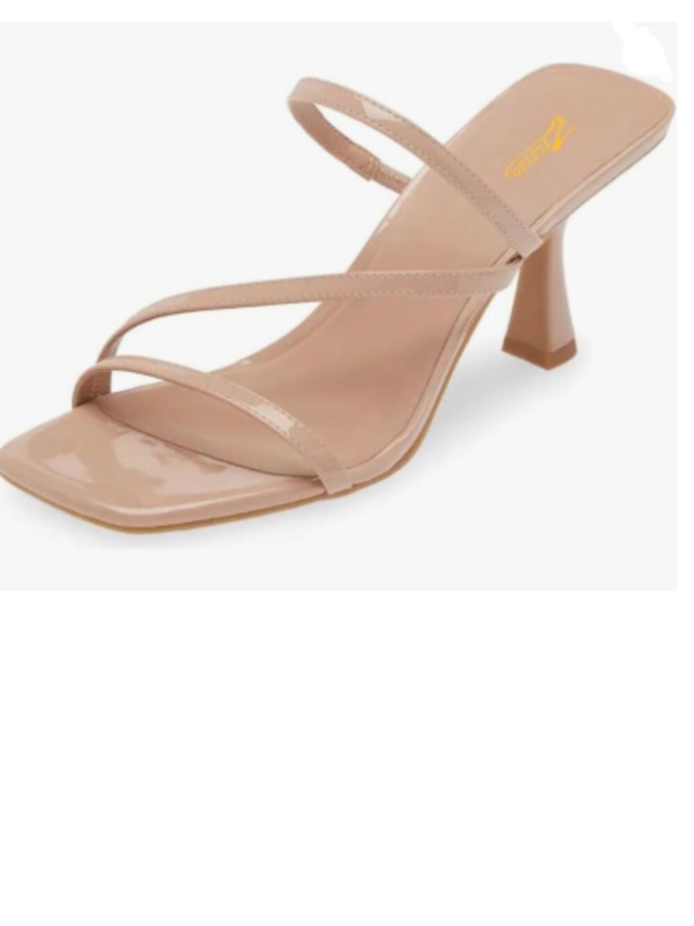 Zszszsu Nude Open Square Toe Mules High Heel Sandals Strappy Slip On Daily Shoes